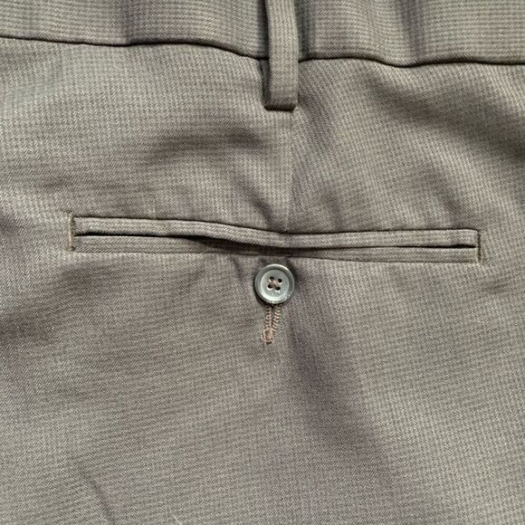 GS Perfect Fit Trousers Dark Gray Tailored Herringbone Striped Pants 48/32 - Picture 4 of 7